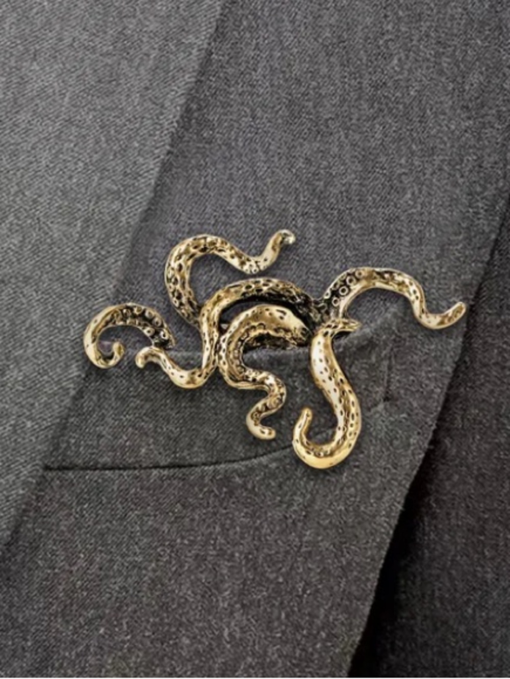 Gold Octopus Pocket Brooch